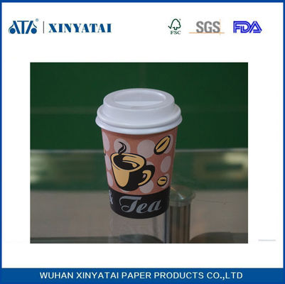 Porcellana Piccolo otto once Logo stampati personalizzati Bicchieri di carta monouso, tazze di caffè con coperchi fornitore