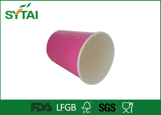 Porcellana Tazze eliminabili impermeabili rosa del caffè espresso con i coperchi, logo ondulato impresso fornitore