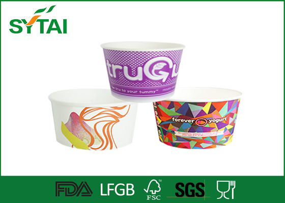 Porcellana Logo personalizzato monouso di carta Ice Cream Cups per yogurt o latte 16 once Rosso Bianco Multi Color fornitore
