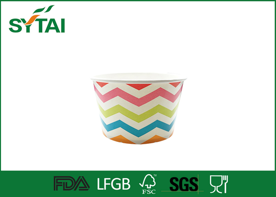 Porcellana Tazze di carta di logo di Riginal di pasta di cellulosa del yogurt su ordinazione della carta con il modello dell'arcobaleno fornitore