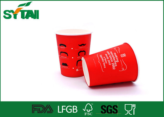 Porcellana Flexo ha stampato le tazze di carta a parete semplice rosse 4-24oz con il logo su ordinazione, campione libero fornitore